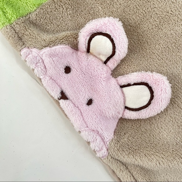 RARE Indigo Baby ABC Fuzzy Tan Monkey Bunny Bear Rattle Squeaker Play Blanket - Picture 7 of 17